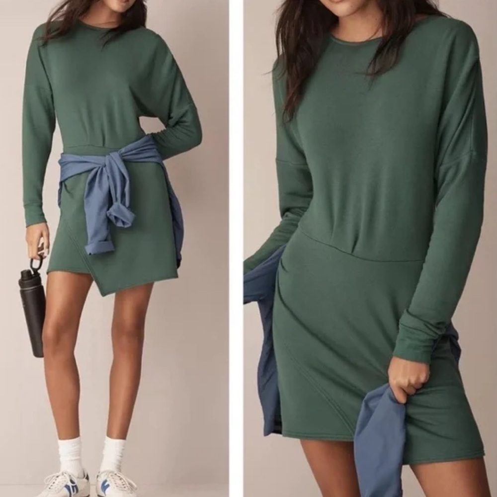 NWT Anthropologie Daily Practice Emerald Green Lounge Sweater Mini Dress XL